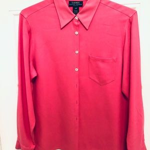 Hot pink sueded silk blouse